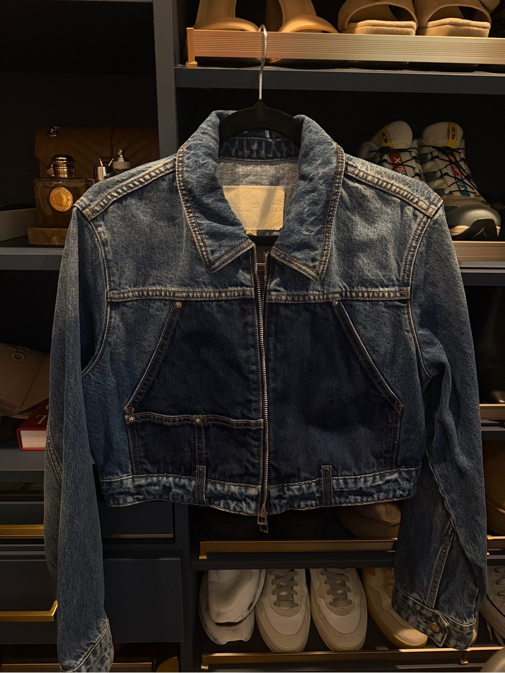 GRLFRND Two-Tone Blue Denim Zip Jacket